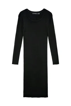 Vero Moda Vestidos-Vestido midi de malha manga Preto