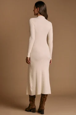 Polín Et Moi Vestidos-Vestido midi de malha Marta Ecru