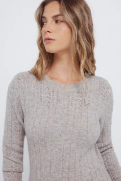 Springfield Vestidos-Vestido midi de malha Pointelle cinzento