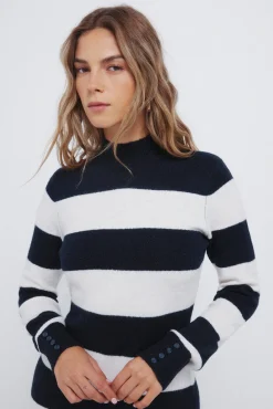 Springfield Vestidos-Vestido midi de malha riscas Kodak azul