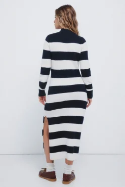 Springfield Vestidos-Vestido midi de malha riscas Kodak azul