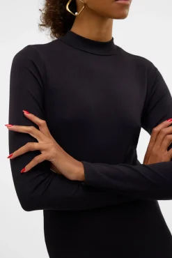 Vero Moda Vestidos-Vestido midi de manga comprida Preto