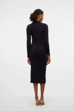 Vero Moda Vestidos-Vestido midi de manga comprida Preto