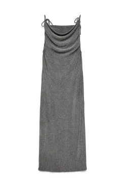 Vero Moda Vestidos-Vestido midi de tecido metálico Cinzento