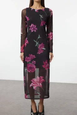 Trendyol Vestidos-Vestido midi de tule rosa