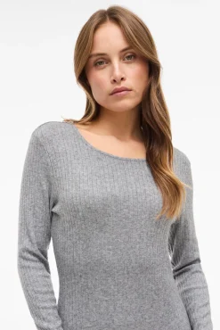 Vila Vestidos-Vestido midi de viscose Cinzento