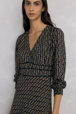 Pedro del Hierro Vestidos-Vestido midi estampado Cizento