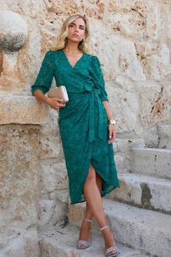 Polín Et Moi Vestidos-Vestido midi estampado Verde
