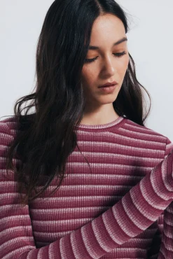 Springfield Vestidos-Vestido midi estruturado riscas e justo vermelho