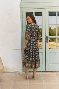 Jaase Vestidos-Vestido midi Eve estampado Nomade Multicolorido