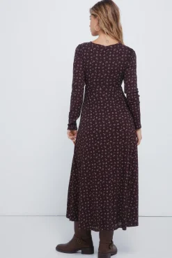 Springfield Vestidos-Vestido midi floral castanho