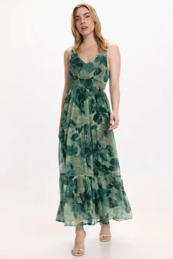Vila Vestidos-Vestido midi floral Verde