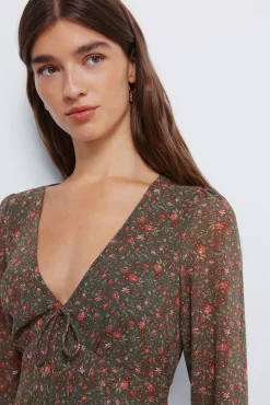 Springfield Vestidos-Vestido midi floral Caqui escuro