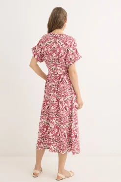 Cortefiel Vestidos-Vestido midi plissado Multicolorido