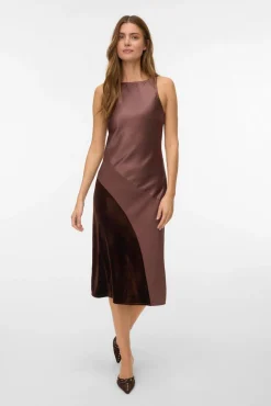 Vero Moda Vestidos-Vestido midi sem mangas Castanho