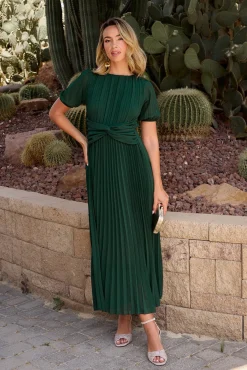 Polín Et Moi Vestidos-Vestido plissado Eulália Verde