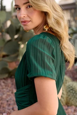 Polín Et Moi Vestidos-Vestido plissado Eulália Verde