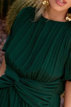 Polín Et Moi Vestidos-Vestido plissado Eulália Verde