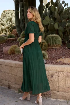 Polín Et Moi Vestidos-Vestido plissado Eulália Verde