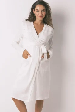 Women'secret Maternidade|Roupões-Vestido robe de maternity em algodão branco bege