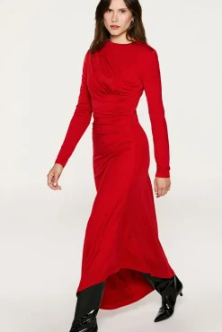 Selected Vestidos-Vestido slim fit assimétrico Vermelho