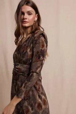 Slowlove Vestidos-Vestido textura elastico Castanho