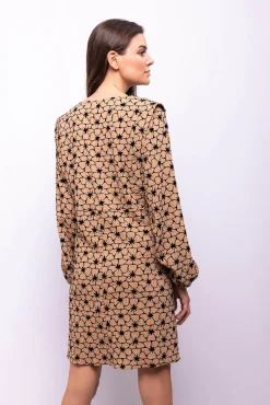 Object Vestidos-Vestido texturizado Castanho