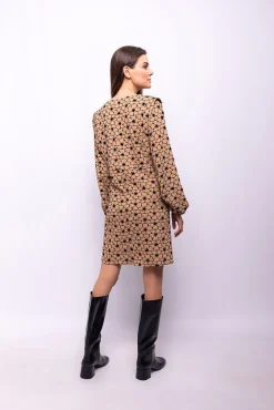 Object Vestidos-Vestido texturizado Castanho