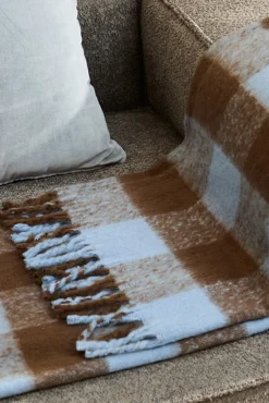 Calma House Cobertores-Xadrez de algodão xadrez marrom Oslo cru