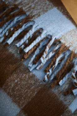 Calma House Cobertores-Xadrez de algodão xadrez marrom Oslo cru