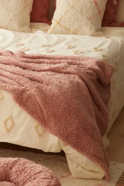 Calma House Cobertores-Xadrez de pelúcia rosa
