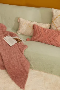 Calma House Cobertores-Xadrez de pelúcia rosa