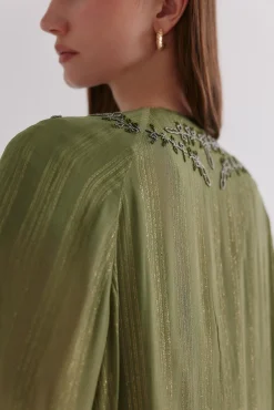 Hoss Intropia Sobretudos-Zena. Quimono bordado Verde